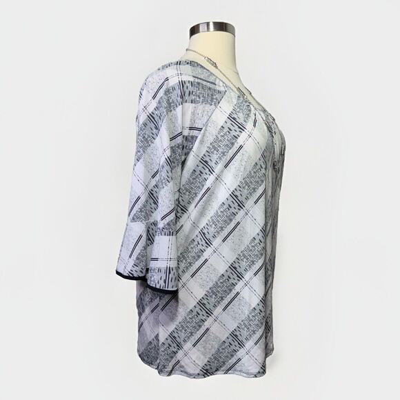 Adele & May Tunic Top Women’s Size 3X Black, Gray, White Plaid Print - Picture 4 of 8